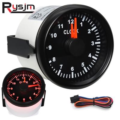 Ized 52mm 2inch Clock Gauge 12Hours For Cars Boat Truck Red Backlight Waterproof Clock Meter Car Gauges Boat Clock 12V/24V