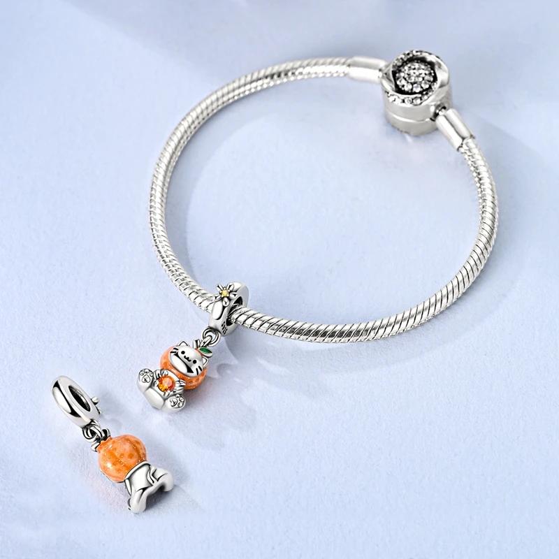 Cute Pet Orange Cat Beads Copper Original Beads Fit Originalcharms Bracelet Jewelry Diy Gifts For Women