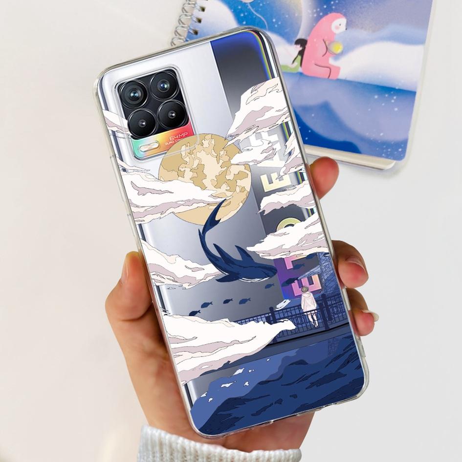For Realme 8 Pro Case Fashion Flower Love Heart Soft Silicone Clear Cover For Realme 8 5G RMX3241 Funda on Realme8 RMX3085 Coque