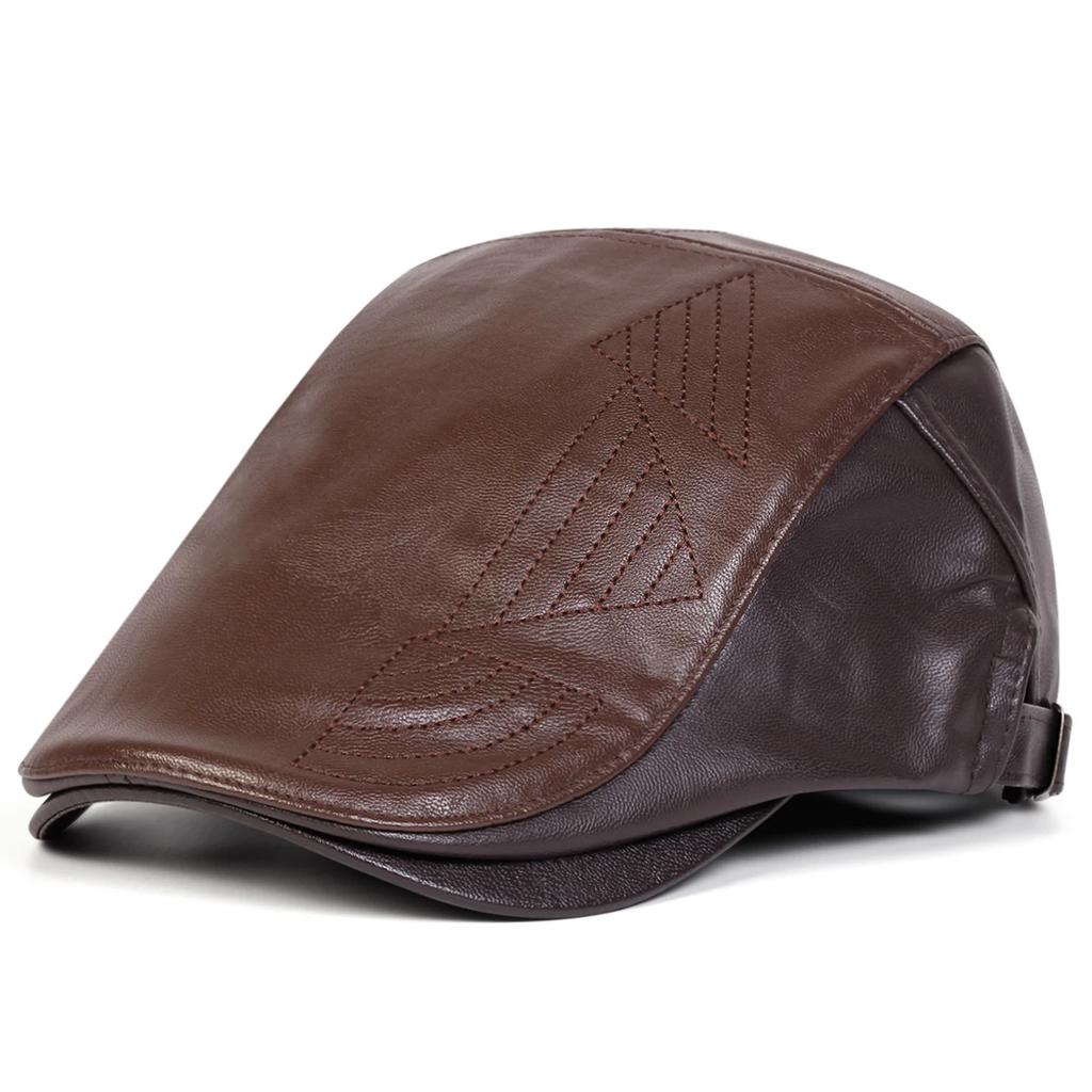 Herren Retro PU-Leder Newsboy Mützen Britische Malerhüte Frühling Herbst Seitlich Verstellbare Schirmmützen Hip Hop Baretts