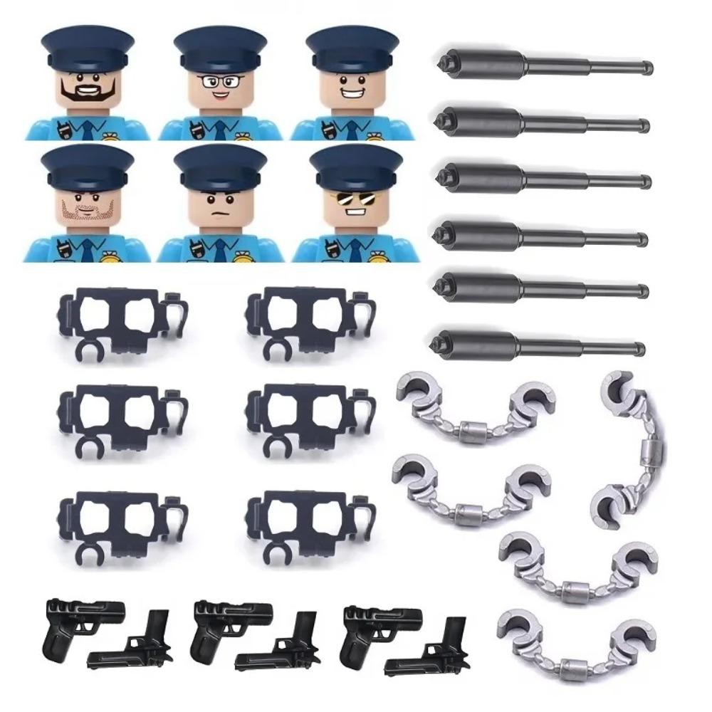 

6 ШТУК/НАБОР Городская Полиция США Наручники Пистолет Военные MOC Строительные Блоки Команда для Детей Фигурки Оружия Кирпичные Мини-Игрушки Хобби