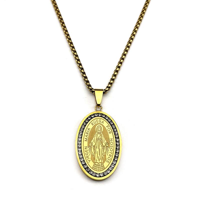 Jungfrau Maria Katholischer Anhänger Halskette für Damen Herren Edelstahl Gold Silber Farbe Unsere Liebe Frau Kette Schmuck Halskette