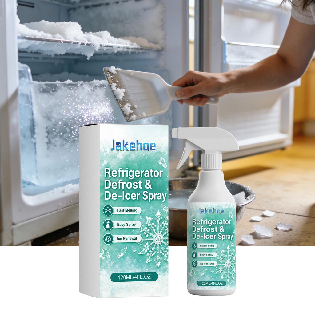JAKEHOE Refrigerator Deicer Spray, Home Frost Remover Cleaner & Deodorizer, Portable Fast Ice Melt for Freezer,