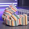 Thick-bottomed slope heel one-word slippers women's high-heeled sponge cake solid color cloth surface beach cool slippers