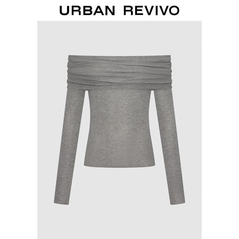 UR 2025 Fall Elegant Off-Shoulder Slim Knit Top