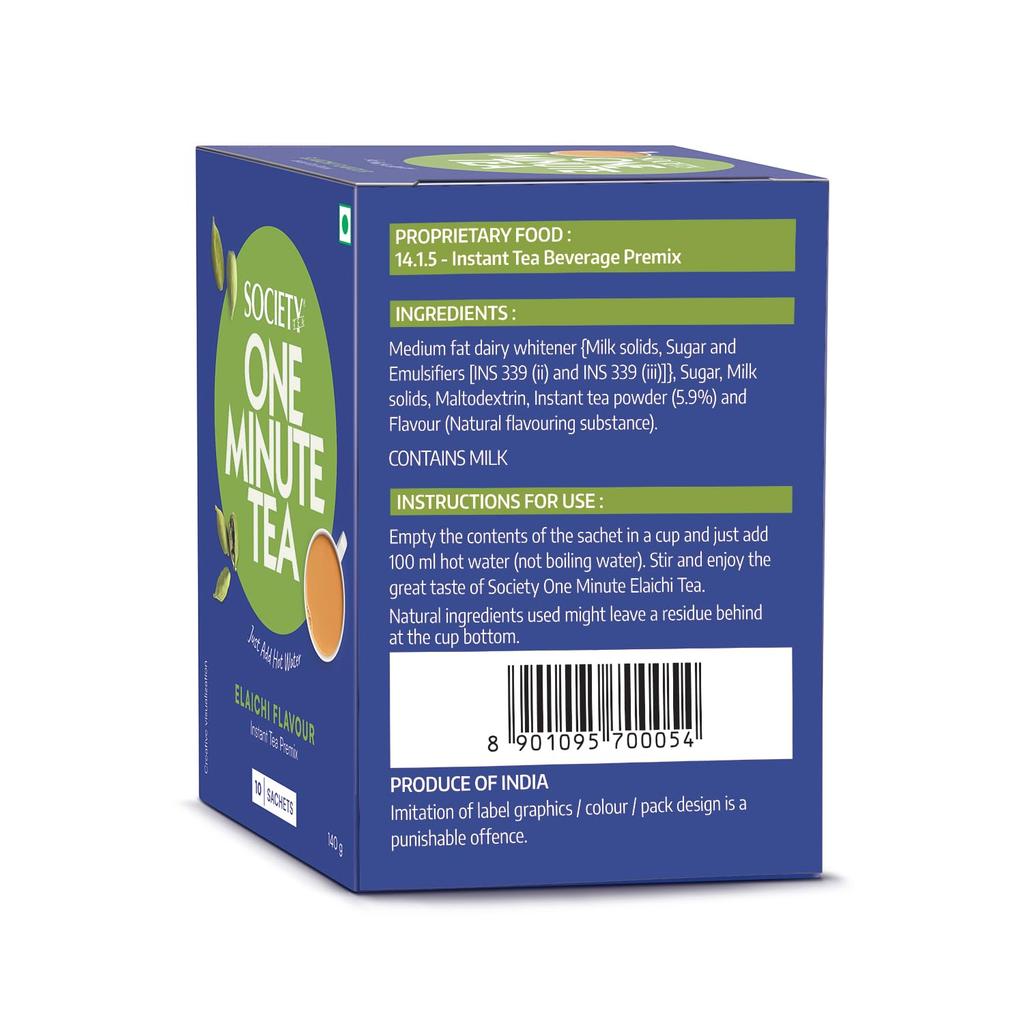 Society One Minute Tea Kardamom Geschmack Aromatisierter Instant-Tee 14g X 10 Beutel Schnell aufbrühend