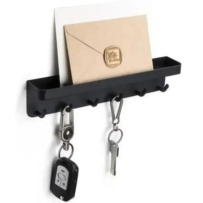 2025 Neu 1 Stück Schwarzer Wand-Schlüsselanhänger Selbstklebend Haushalts-Wandmontierte Aufbewahrungstasche Haushalt mit Eingangstür Büro-Haken