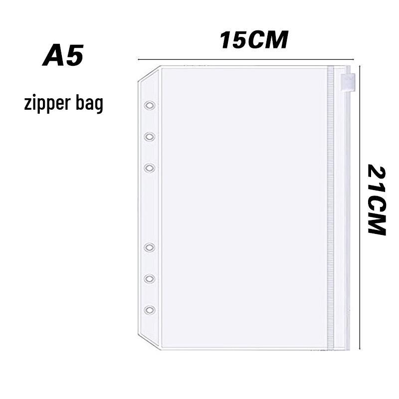 A5A6 Budget Planner with Loose-leaf Inner Pages, Zipper Pouch, Divider, 7-inch 6-hole Refills, and English Labels.