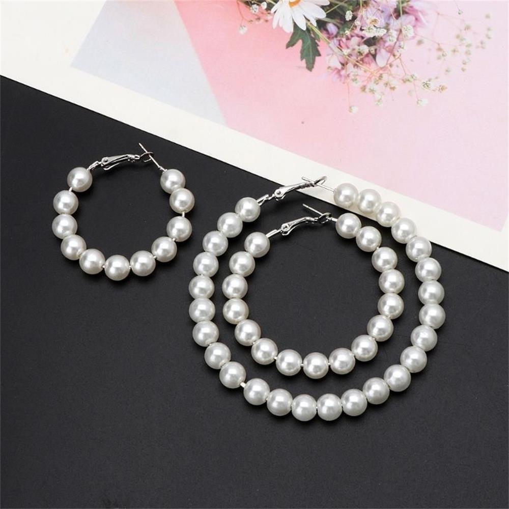 Party Big Circle Fashion Elegant Round Shape Pearl Hoop Earrings Drop Dangle Ear Stud