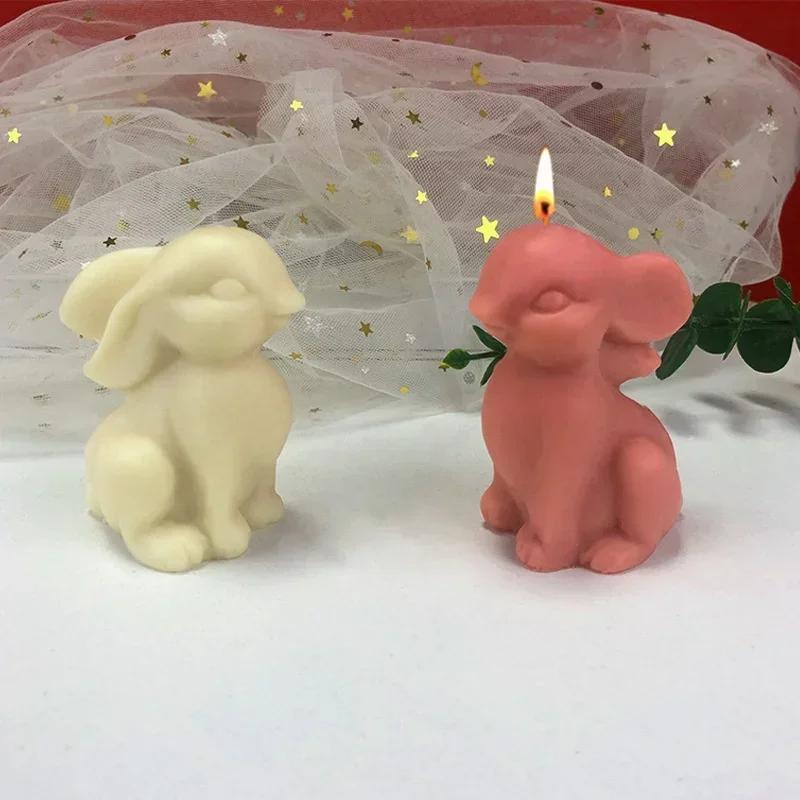 Roztomilé zvíře Kreativní tvar Silikonová forma Ručně vyrobený Sedící králík Pečení Forma na dort DIY Vonná svíčka Sedící králík DIY Nástroje