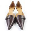 Pristine HERMES pumps Stitched Buckle Design Leather Brown leather Women 36.5 Used
