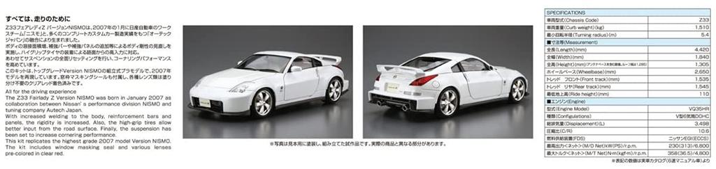 Aoshima Bunka Kyozai The Model Car Series 69 Nissan Z33 Fairlady Z Version Nismo 2007 Plastic Model Kit Co., Ltd. (AOSHIMA) 1/24 No.