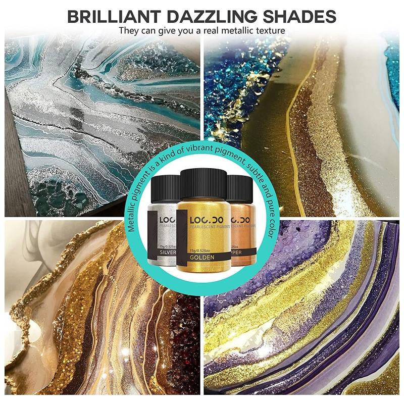 Metallic Pigment Powder 4 Colors Fine Resin Pigment Powder Each Bottle 20g Resin Color Pigment for Epoxy Resin Coloring
