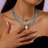 Beach Themed Colorful Shell Pendant Necklace for Women Pearl Star Crossbody Layered Collarbone Chain Jewelry Accessory