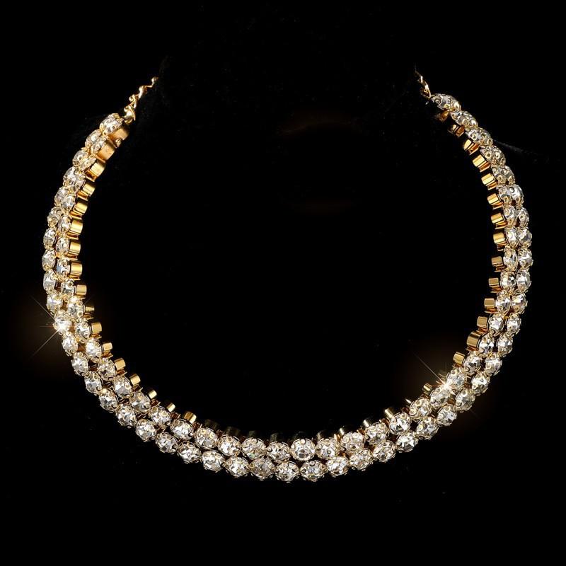 stud earrings, necklace, banquet dress accessories, bridal three-piece set, earrings, collar, open bracelet set.