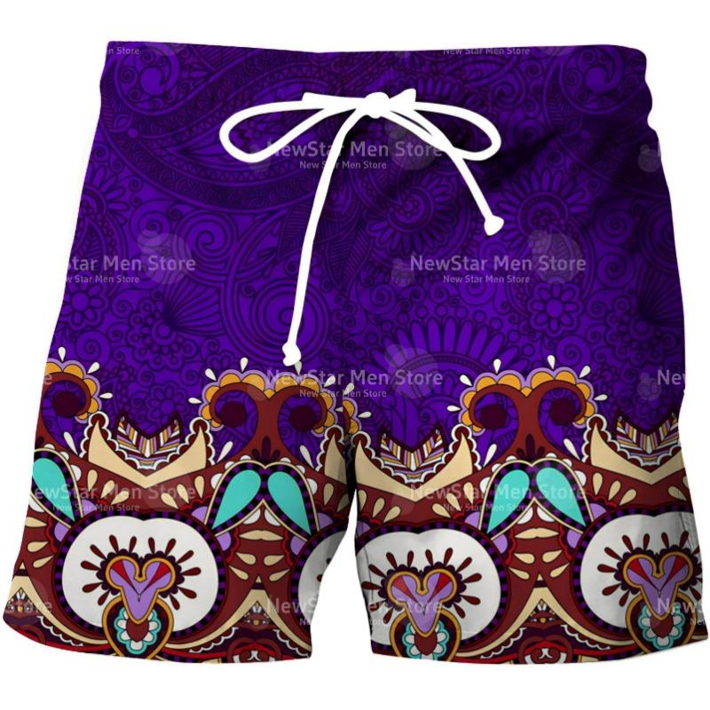 Pantaloncino da Spiaggia con Grafica Bandana di Tendenza per Uomo Moda Estiva Costume da Bagno Stampato 3D Pantaloncini Casuali Larghi Streetwear Pantaloncini Hawaiani