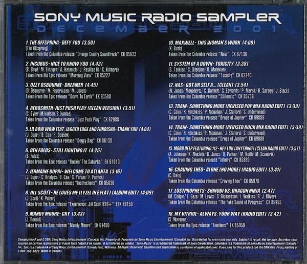 CD РАЗЛИЧНЫЕ  Sony Music Радио Сэмплер Декабрь  SMPD121 Sony Music 2001 Канада Поп Б/у