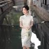 Retro Republic of China style simple and elegant cheongsam 1011 summer new young girl improved dress long