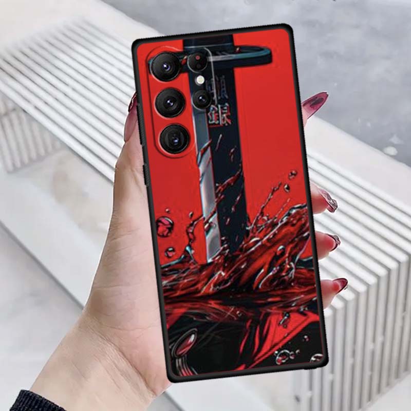 Ancient style swordsman For Samsung Galaxy S26 S25 S24 S23 S22 S21 S20 Ultra Plus FE 5G Black Soft TPU Phone Case