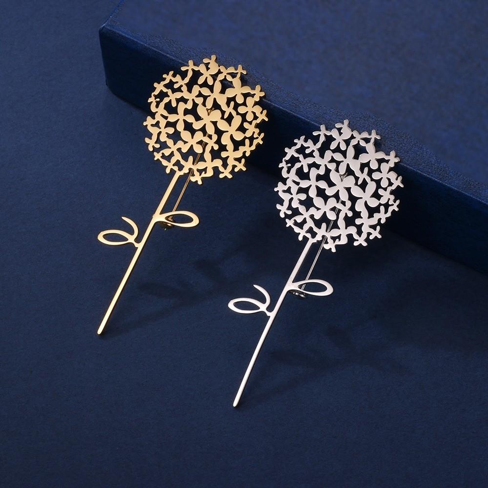 Gold Dandelion Flower Brooch Hollow Floral Brooch Pin Minimalist Lapel Pins  Jewelry Accessories