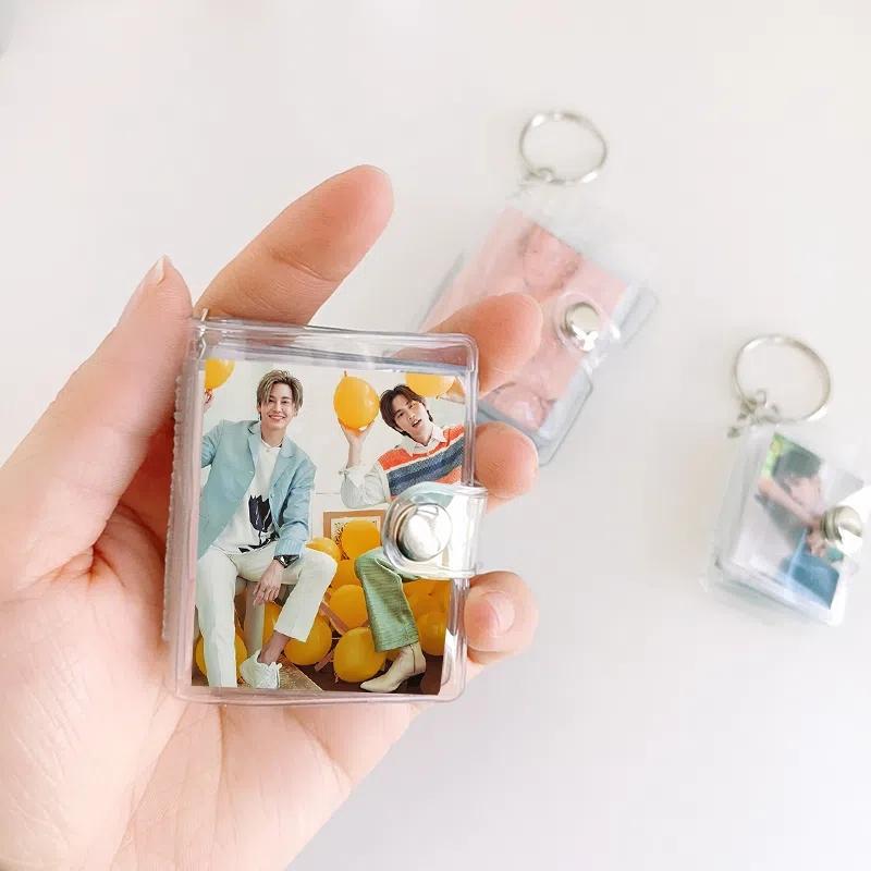 1/2/3Inch Small Photo Album 16/20/36 Pockets Photocard Holder Keychain Transparent Frosted Kpop Photocard Binder Album Photo Hold