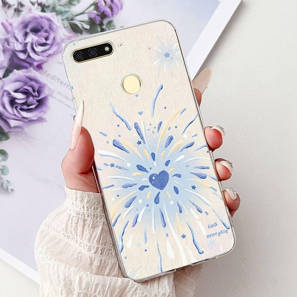 For Huawei Y6 Prime 2018 Case Clear Cute Fashion Flowers Luxury Painted Cover For Huawei Y6Prime 2018 Phone Case ATU-L42 ATU-L31