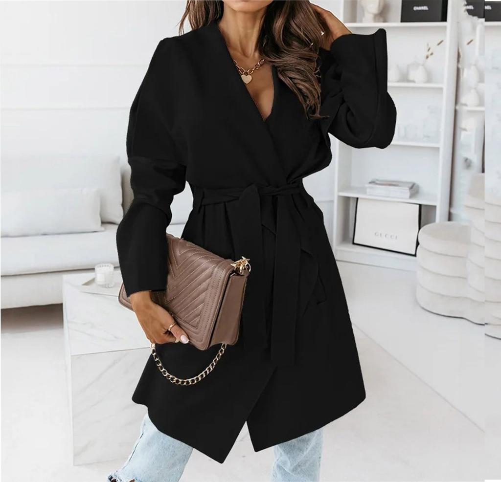 Women's Fashion Leisure In Long Temperament Long Sleeve Cardigan Wool Coat