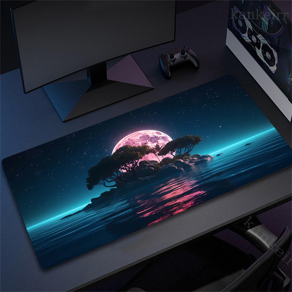 Large Game Deskmat Natural Rubber Mousepad Landscape Mountain Sunset Cartoon Mouse Pad Antislip Carpet Keyboard Mouse Mat 90x40