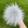 13 15 cm DIY Naturfarbe Echte Waschbärfell Pompons Für Taschen Gestrickte Mütze Hüte Echtes Fuchs Fell Pompon