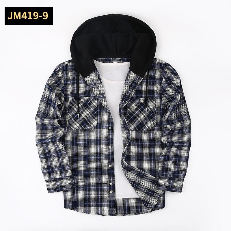 

Men s 2025 Trendy Hooded Plaid Shirt: Long-Sleeve Cool Versatile Top M (135-155 lbs)