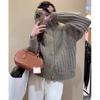Fashion Elegant Loose Turtleneck Women's Sweater 2025 Korean Style Vintage Cardigan Knitted Jackets Winter Casual Thickened Knitwear Top Clothing