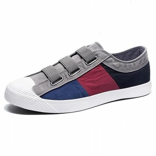 Basic High Quality Mens Canvas Shoes Patchwork Rubber Lace-up Mens Casual Shoes Lightweight Round Toe Male Sneakers