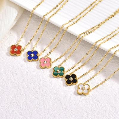 Naszyjnik z czterolistną koniczyną i kryształkami, luksusowy łańcuszek na obojczyk, wysokiej jakości naszyjniki damskie