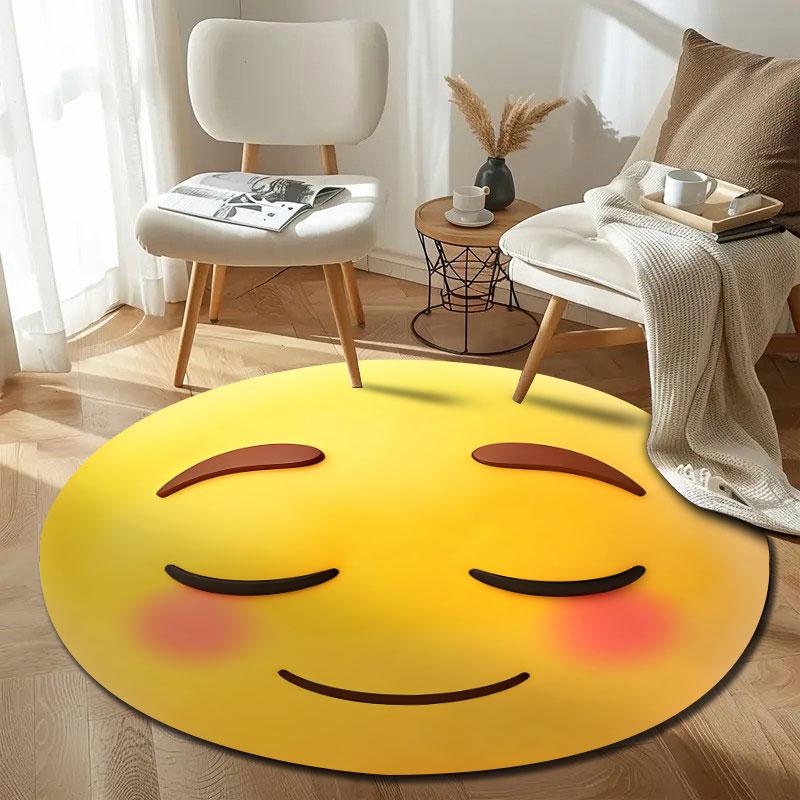 Minimalist Round Rainbow Multicolor Floor Rug, Non-Slip Floor Mat for Nursery
