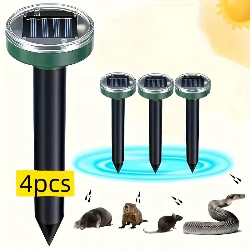 4 Rat Repellents Solar Rat Repellent Technology Repels Snakes, Moles and Gophers for Outdoor Lawns, Gardens and Farms