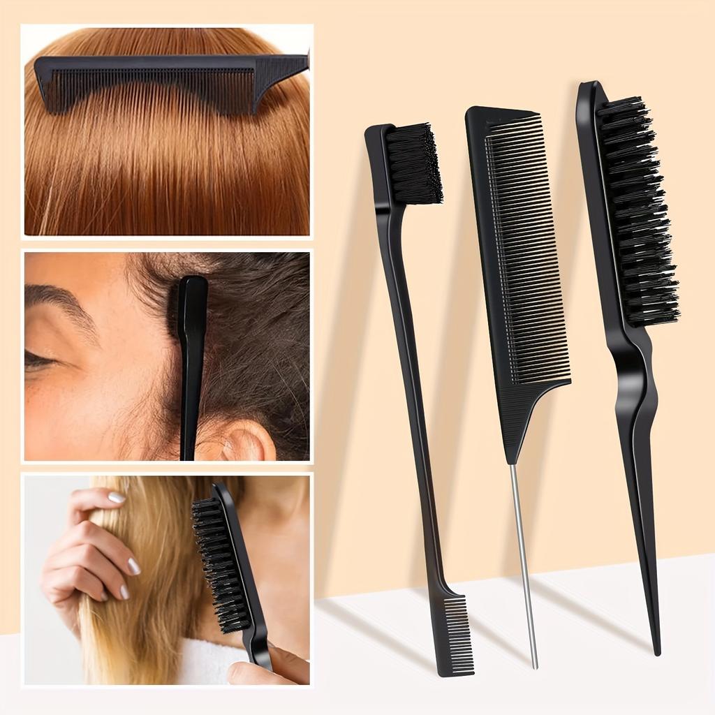 3pcs/set Hair Brush Set Edge Brush And Comb For Edge Control Wig And Baby Hair Brush Double Sided Hairline Brush Smooth Comb