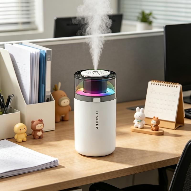 High Mist Output USB Humidifier with Long Battery Life, Quiet Air Purifier & Aroma Diffuser, Desktop Hydrator for Dorm