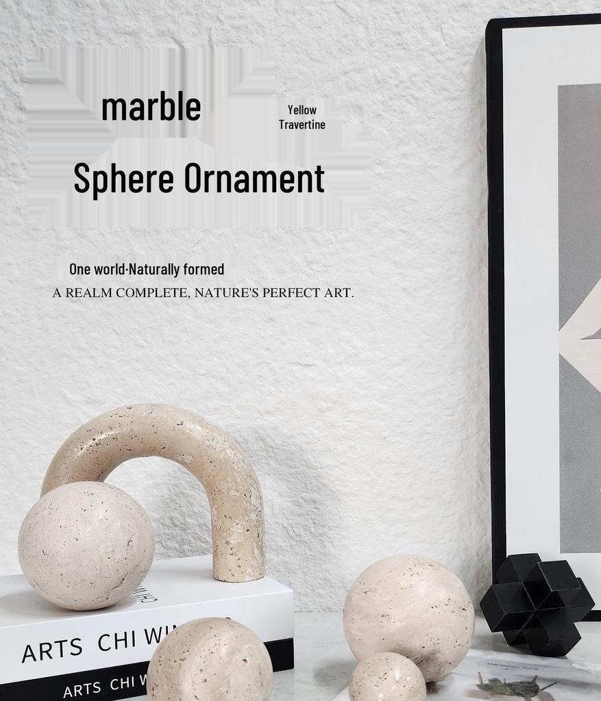 Mramorová kulatá koule - Minimalistická domácí dekorace do obývacího pokoje, na konferenční stolek, do ložnice a ke vchodu