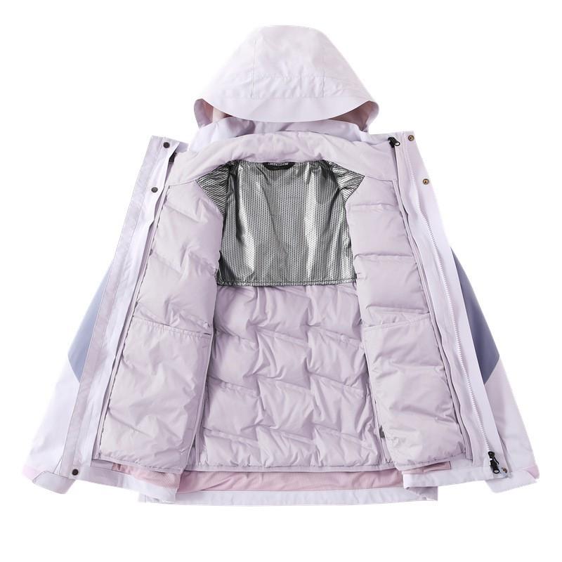 3-in-1 Detachable Outdoor Jacket Women Winter Hiking Skiing Camping Waterproof Warm Coat