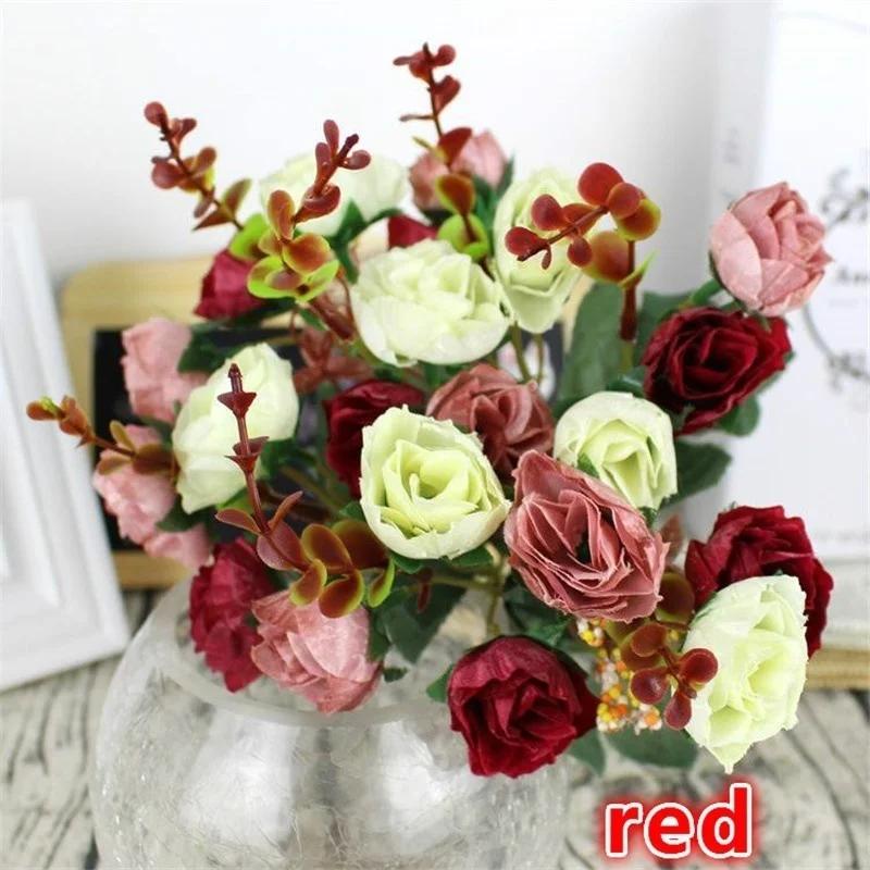 21 Heads Artificial Rose Garden Flower Arrangement Decor Home Decorative Flowers Artificial Silk Rose Artificial Rose Flowers