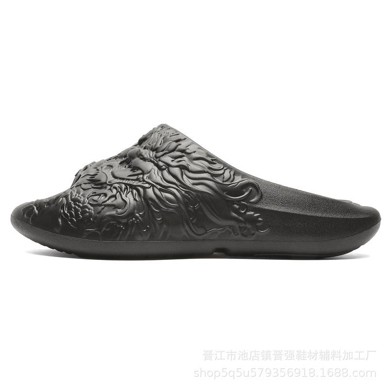 

Летние красивые шлепанцы с открытым носком, мужские, для пар, на толстой подошве, нескользящие, пляжные, крутые шлепанцы 45 чёрный