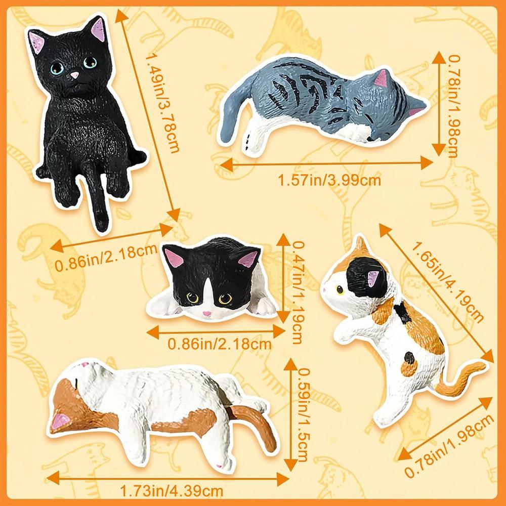 5pcs Realistic Resin Cat Figurines Toys Home Decor Kitten Figurines Desk Decor For Women Vehicle SUV Dashboard Computer Desk