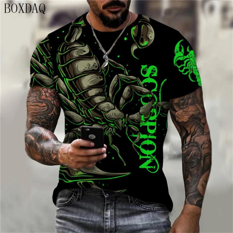 Fashion Men's Crew Neck Short Sleeve 3D Animal Color Printing Animal Short Sleeve Crew Neck T-Shirt