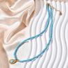 Women's Vintage Blue Turquoise Water Drop Necklace - Stainless Steel, Colorfast & Versatile Clavicle Chain