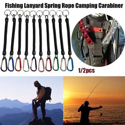 Herramienta de Engranaje Mosquetón de Camping Portátil Cordones de Pesca Llavero para Teléfono Anti-pérdida Cuerda Elástica de Resorte