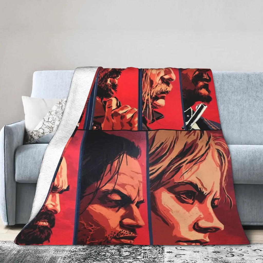 RDR Video Game Flannel Blanket Soft Winter Throw for Bedroom Sofa Bedspread Graphic Cover for Girls Boys