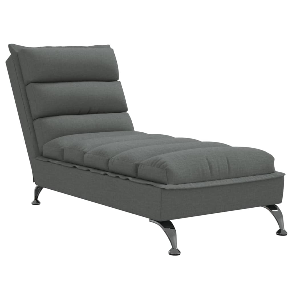 Chaise Longue with Cushions Dark Grey