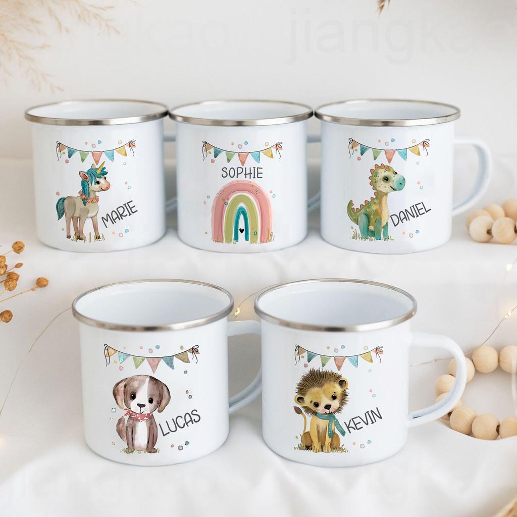 Personalized Mug for Kids Hot Chocolate Custom Animal with Name Mug for Boys Girls Handle Cup Birthday Party Favors Child's Gift