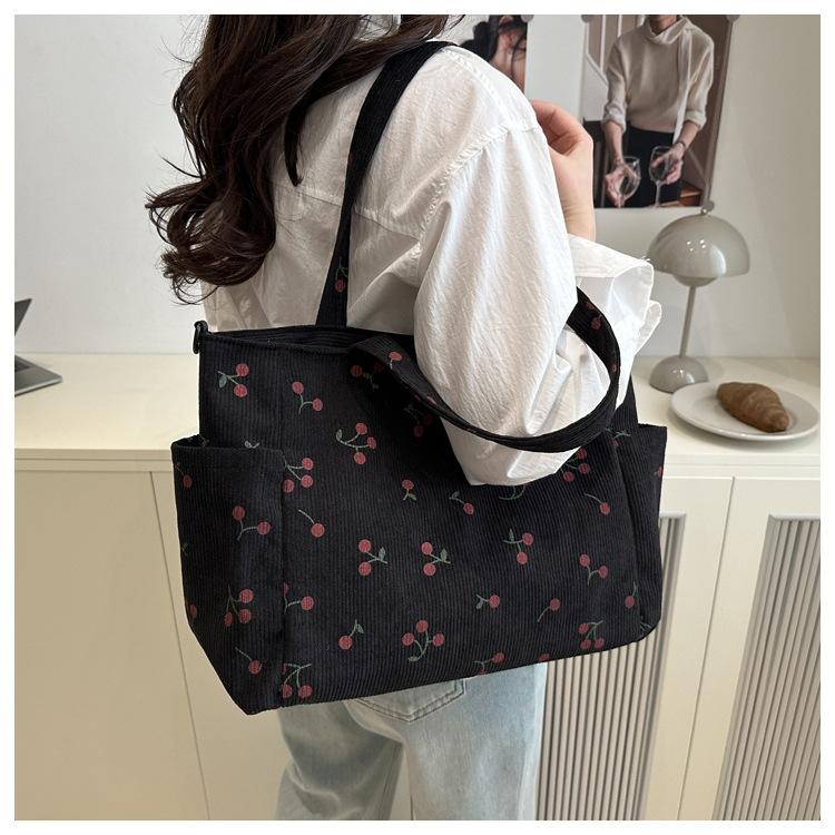 Large Capacity Bucket Tote Bag Cotton Casual Shoulder Handbag for Women