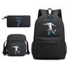 Football Player Cr7 Peripheral Printing Primary and Secondary School Students Schoolbag Three-piece Children's Backpack